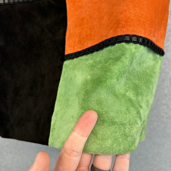 Marcello Soltan Skirt Womens Size M Multicolor Colorblock Suede Leather Back Zip - Picture 4 of 12